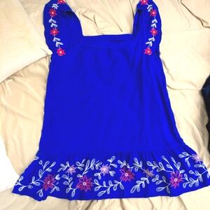 Blue Linen Ann Taylor LOFT dress